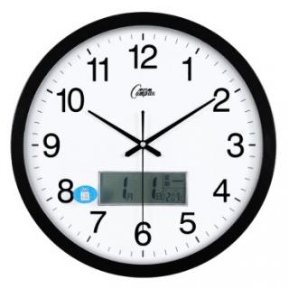康巴丝（Compas）16英寸客厅静音钟表创意时钟石英钟时尚挂钟万年历现代挂表 黑白2671Y