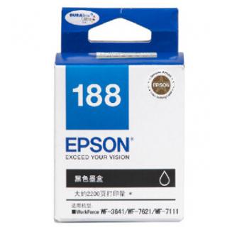 爱普生Epson 188号墨盒WF-3641 7111 7621 T1881原装黑色墨盒