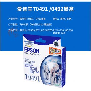 爱普生EPSON T0491 0492墨盒R210/R230/310/RX510/650 一套6色
