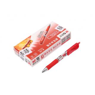 晨光（M&G）K35经典办公按动子弹头中性笔签字笔按动笔水笔0.5mm12支 红色